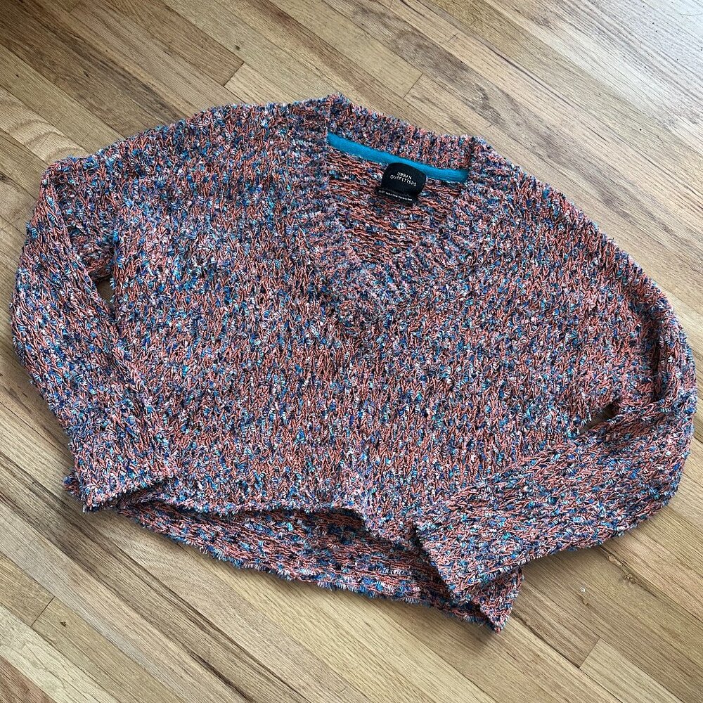Urban Outfitters - Colorful Marled Knit Shaggy Sweater (Orange / Blue) - XS